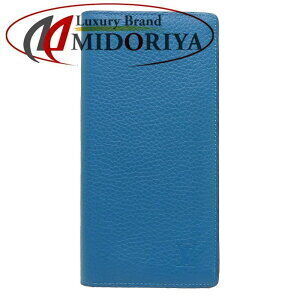 Louis Vuitton Long Wallet Taurillon Leather Brazza Blue